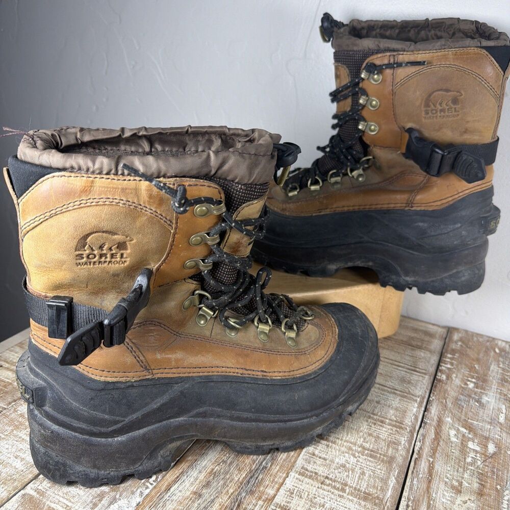 Sorel Mens 8 Conquest Waterproof Thinsulate Lined Snow Boots Brown